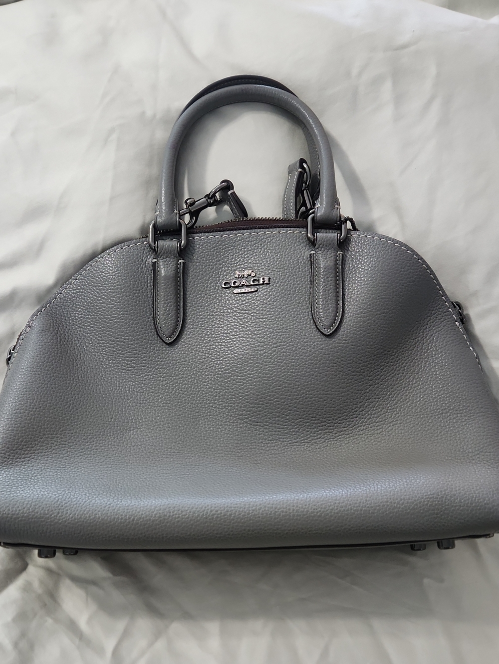 Coach Pebble Leather Satchel in Gray